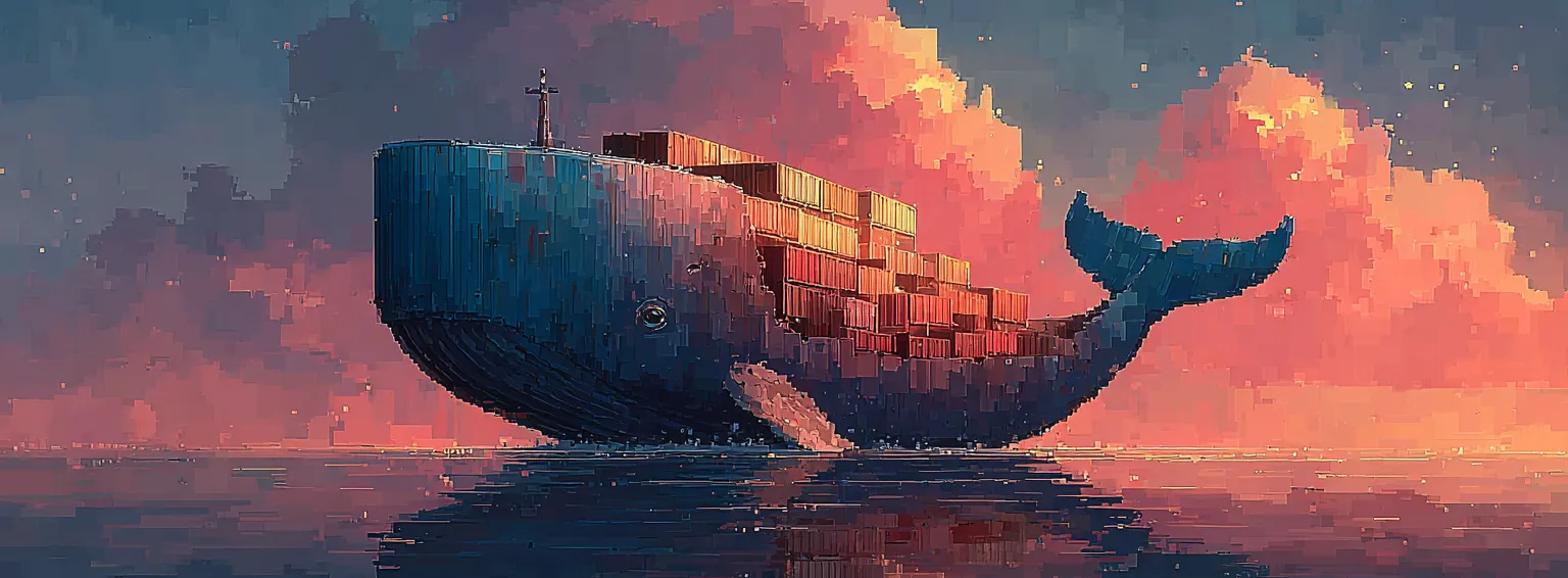 Header image of a whale with metal shipping containers on its back