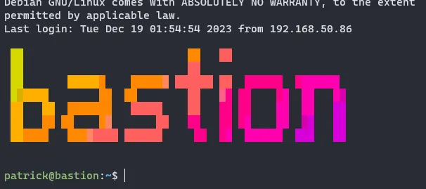 Login example of figurine displaying the hostname