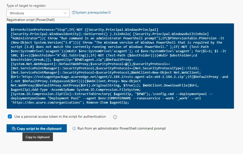 powershell agent install